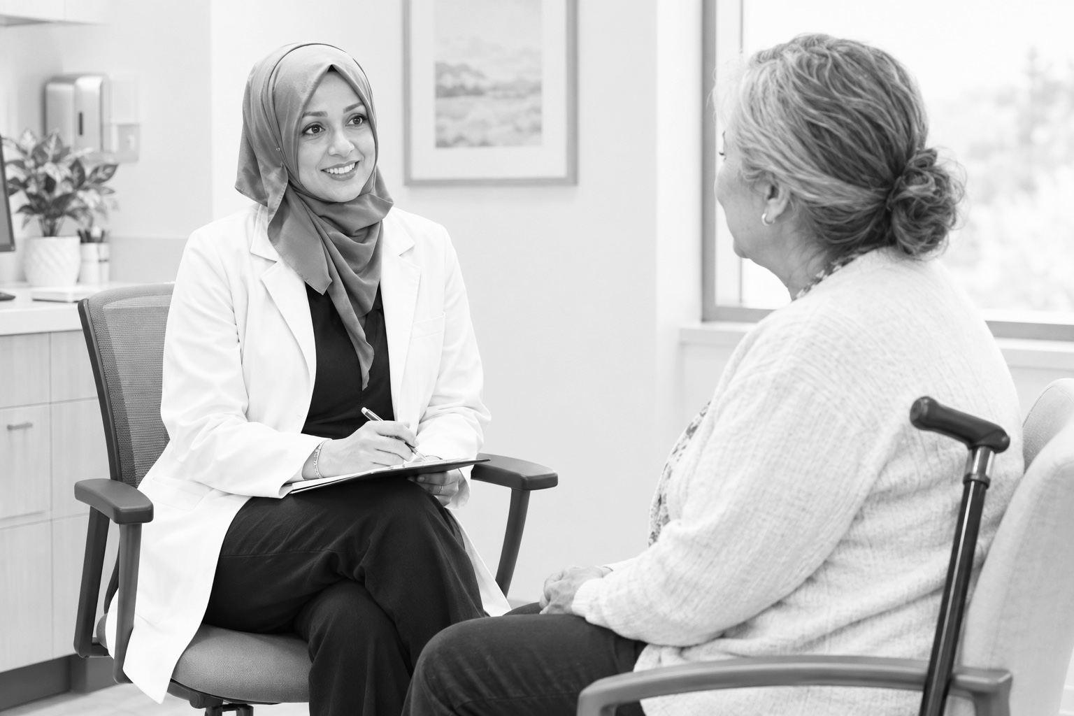 Zohra Hussaini consulting with a patient